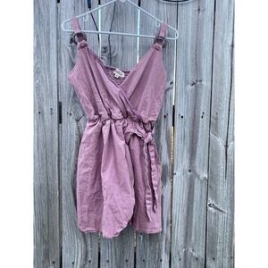 Listicle Mauve Surplice Romper with Tortoise Shell Ring Straps Size M